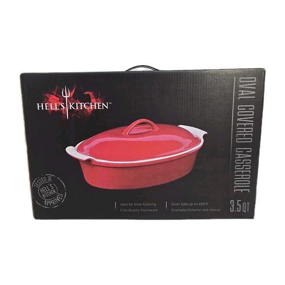 Hell's Kitchen Oval Covered Casserole 3.5 Quart New in Box VSA - Picture 2 of 6